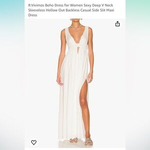 Long white maxi dress, boho/beachy, new with tags